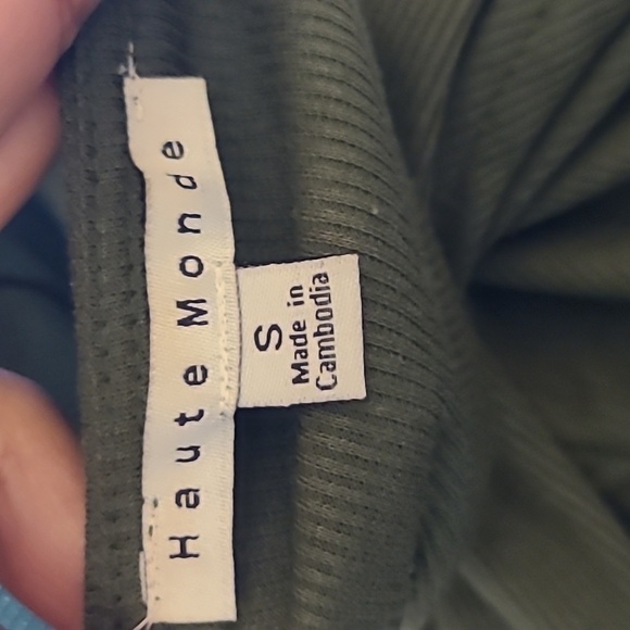 Haute Monde Olive Green Wide Leg Jumper Ribbed Small‎ - Picture 3 of 4